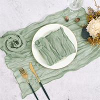Promotion d'Usine Gaze Bohème Rustique Chemin de Table en Étamine Décor de Table de Mariage Serviette en Tissu Froissé