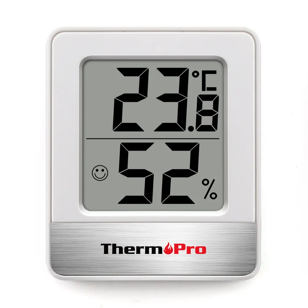 Thermopro เทอร์โมมิเตอร์ดิจิตอล TP49,มิเตอร์วัดความชื้นในห้องขนาดเล็กในอาคารสีขาวและสีดำ