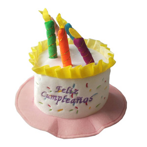 Chapeau de fête en peluche en gros, chapeau amusant en forme de gâteau d'<span class=keywords><strong>anniversaire</strong></span>, chapeau de costume avec bougie d'<span class=keywords><strong>anniversaire</strong></span>, chapeau de déguisement pour adultes et enfants - Product Image 5