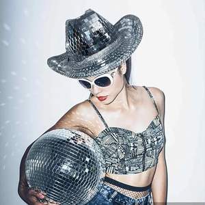 Mode boule Cowboy chapeau Concert <span class=keywords><strong>Discothèque</strong></span> miroir brillant à la main Sequin fête chapeau adulte Disco Cowboy chapeaux - Product Image 1