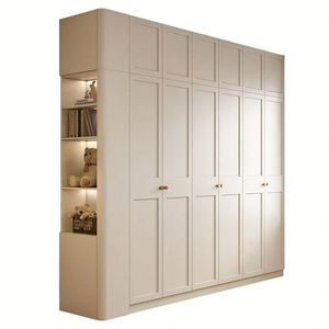 Placard en tissu avec miroir 6 portes meubles de chambre Mdf organisateur tiroir assembler en bois luxe blanc armoire personnalisé moderne - Product Image 6