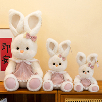 Peluche Lapin Blanc Vintage Français en Gros, Jouet en Peluche Kawaii, Poupée Lapin Habillée, Animal en Peluche Doux avec Robe en Dentelle, Cadeau d'Anniversaire
