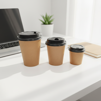 Gobelets jetables en papier kraft à paroi simple personnalisables de 4/5/6,5/7/8/10/12/16/22 oz pour café et jus avec couvercle