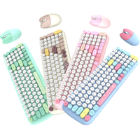 MOFII Ensemble clavier souris sans fil 2.4G mignon avec clavier et souris à touches circulaires pour PC portable téléphone tablette ordinateur