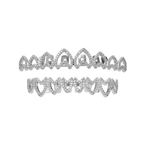 Grillz para dientes con forma de corazón, microincrustaciones de circonita, unisex, para uso diario, diseño geométrico, origen Yiwu, HCG 476 - Product Image 5