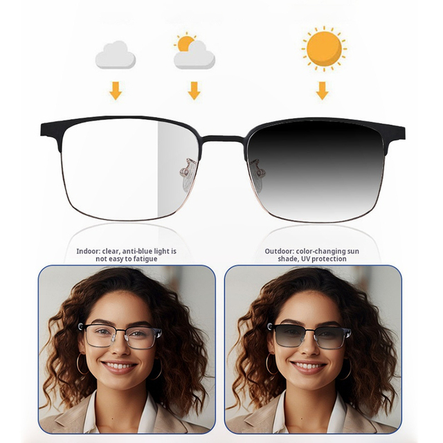 Fashion Smart Polarized Photochromic Square Full Rim Sunglasses for Women Men Magnetic Charging Color Changing Lens UV