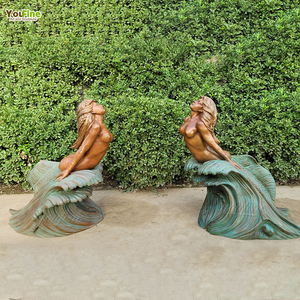 Outdoor Garden Park Decor Life Size <strong>Bronze</strong> <strong>Mermaid</strong> <strong>Statue</strong> Sculpture - Product Image 1