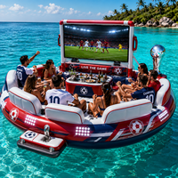 Canapé gonflable pour zone de supporters de football avec dossier flottant et support pour grand écran, idéal pour les centres de villégiature, parcs aquatiques et locations événementielles