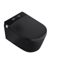 Inodoro Inteligente Moderno Suspendido de Cerámica Mate sin Tanque con Control Remoto, Asiento Calefactado y Taza Blanca con Bidé