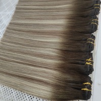 Extensions de cheveux humains vierges Remy 100% naturels blonds, double épaisseur, pointes pleines, à clipser, en une seule pièce, vente en gros directe usine