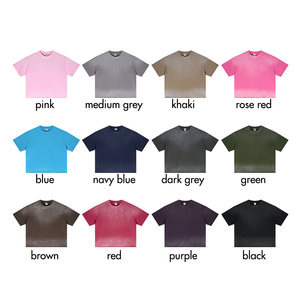 Camisetas Retro de Algodón 100% para Hombre, 280G, de Alta Calidad, con Logo Personalizado, Corte Holgado, Lavado Ácido, Teñido con Spray, Bajo sin Rematar, Estilo Urbano - Product Image 3