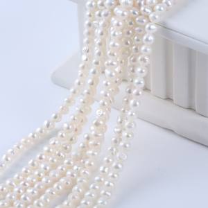 Perles d'eau douce naturelles de 5-6 mm, couleur blanche, semi-finies, perles nues, forte luminosité, micro-défauts, perles en vrac pour la fabrication de bijoux - Product Image 4