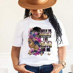 Transfert DTF personnalisé même au milieu de ma tempête avec fleur pour fille afro - Product Image 2