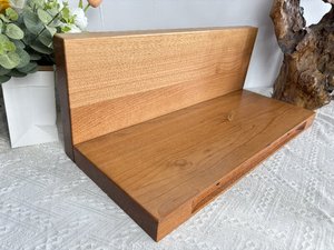 Estante minimalista de madera de cerezo, <span class=keywords><strong>estantes</strong></span> flotantes de madera maciza montados en la pared con soportes <span class=keywords><strong>invisibles</strong></span>, estantería de <span class=keywords><strong>libros</strong></span> de madera - Product Image 6