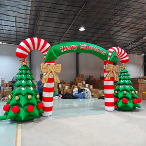 Arche de Noël gonflable avec piliers et arbres en forme de canne à sucre, décoration de Noël en PVC pour l'extérieur, pour vitrine de magasin - Product Image 3