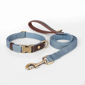 Conjunto de collar y correa para mascotas de uso diario con hebilla de latón premium y cinta de nylon resistente para perros pequeños, medianos y grandes. - Product Image 4