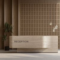 Table de réception en pierre naturelle de luxe avec éclairage LED, bureau d'accueil en forme de L, ovale, pour spa, petite taille
