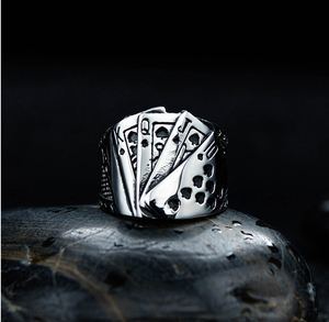 Bague en acier inoxydable Texas Poker Games Royal Straight Flush Casino Cocktail Party Biker Magician Jewelry - Product Image 6