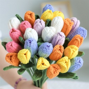 Bouquet de fleurs, tulipes tissées, fleurs en fil fini, fleurs tricotées, cadeau pour petite amie, professeur, fleurs séchées, fleurs artificielles - Product Image 3