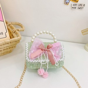 Nuova <span class=keywords><strong>Borsa</strong></span> a <span class=keywords><strong>Tracolla</strong></span> Piccola per Bambine, Design Principessa Cartoon con Fiocco di Perle - Product Image 1