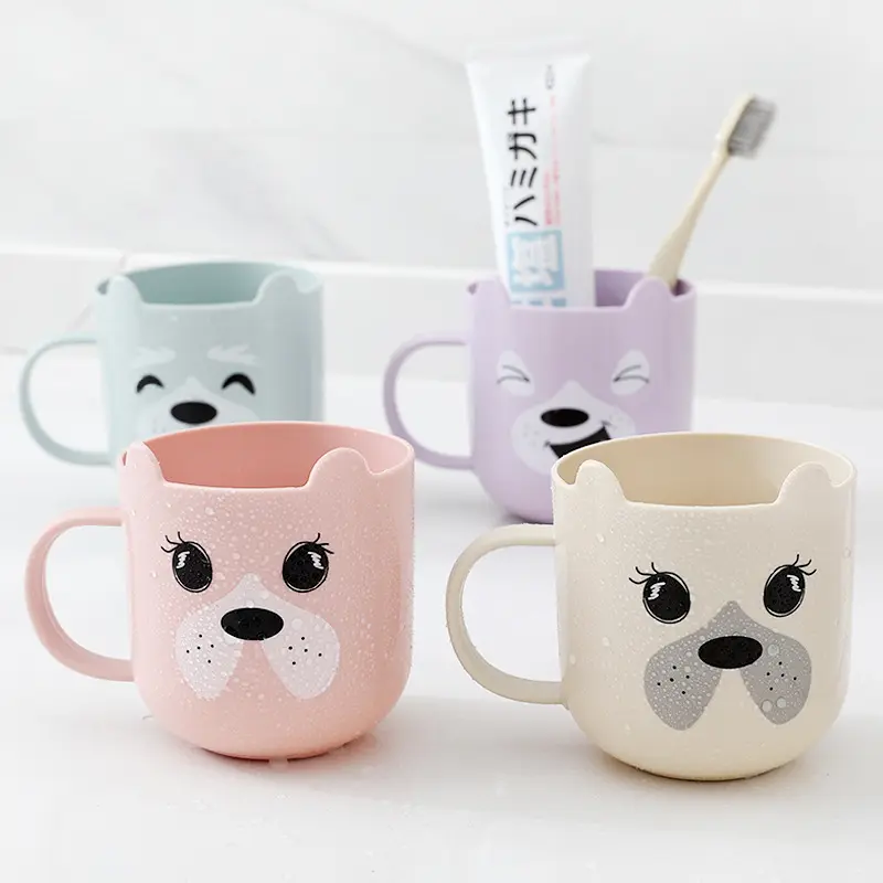 Taza de cepillado de dientes de dibujos animados lindo de alta calidad taza de dientes para niños taza de gárgaras con asa