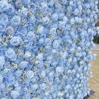 Fondo de tela 5D azul cielo Rosa Artificial aliento de bebé arreglo de boda decoración de pared de fondo para Bodas/eventos de Navidad