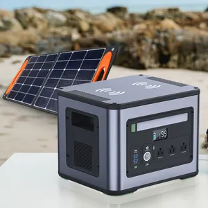 Outdoor Camping Emergency Backup Power Supply 2000W Solar Generator Portable Power Station 2000Wh with Foldable Solar Panels