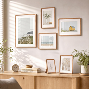 11x14 Vertical Natural Oak Wood Photo <b>Frame</b> Tempered Glass Handcrafted Rounded Corners Matted 8x10 Photos for <b>Wall</b>/Tabletop - Product Image 6