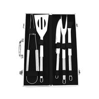 Ensemble d'outils de gril de barbecue 6 pièces en acier inoxydable Portable boîtier en aluminium boîte emballée avec fourchettes brochettes bâtons pour le Camping