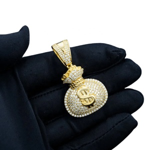 Nueva joyería de Hip Hop Pass Diamond Tester 925 Sterling Silver Bling Iced Out GRA VVS Moissanite Money Bag colgante para hombres y mujeres - Product Image 6