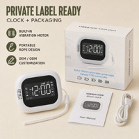 Moderner FM-Radio Wecker mit Uhr, Nachttischlampe, Ladegerät, Vibration, Digitalanzeige, Kabellos, Batteriebetrieben für Tiefschläfer