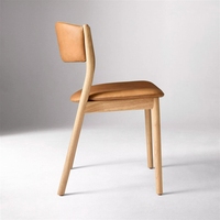 Chaise de salle à manger VL Nordic en bois massif, revêtement en cuir PU, confortable, ambiance simple, design tendance, dossier enveloppant, pratique