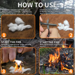 Kit de survie d'urgence extérieur le plus vendu : Allume-feu en coton anti-poussière pour la cuisson, la pâtisserie et le barbecue - Product Image 4