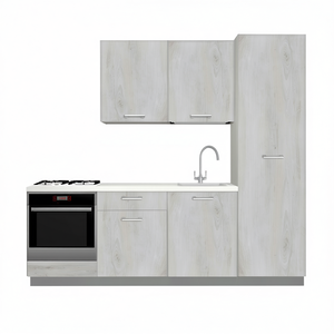 ชุดครัวสำเร็จรูป ไม้เอล์มแบบผูกปม ขนาด 240 ซม. พร้อมอ่างล้างจานและเตาอบในตัว ดีไซน์ทันสมัย - Product Image 3