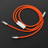 Nouveau câble de données en silicone 2-en-1 Type-C vers Type-C avec blindage tressé, charge rapide 3A pour appareils iPhone et Android