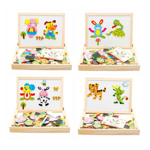 Magnetisch Bord Puzzel Spellen Dubbelzijdige Puzzel Tekening Schetsblok Schrijven Droog Wisbord Bord Houten Educatief Speelgoed - Product Image 6