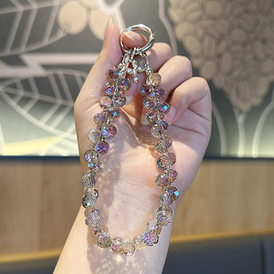Cadena de teléfono móvil de cristal con cuentas hechas a mano, llavero exquisito femenino, junta de muñeca, cadena corta para teléfono móvil - Product Image 6
