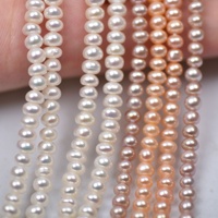 Perles d'eau douce blanches naturelles de 4-5 mm, à fort lustre, lisses, plates sur quatre côtés, perles en vrac pour la fabrication de bijoux DIY