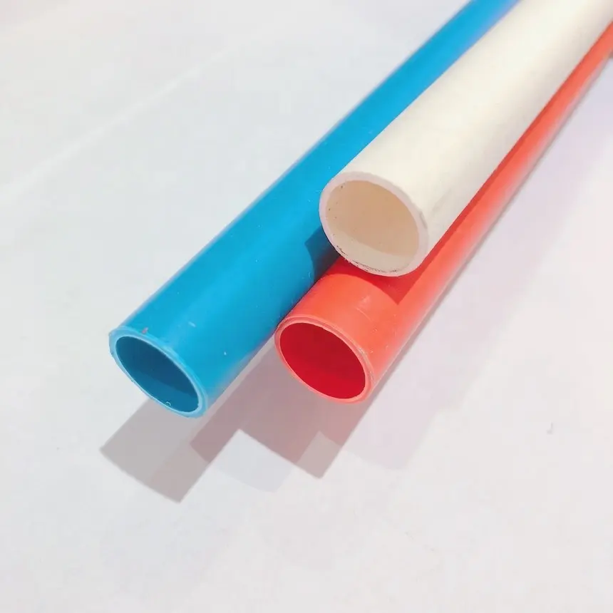 Pvc electrical pipes conduit pipes electrical with white red blue colors pvc pipes