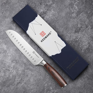 KEEMAKE 7インチドイツステンレス鋼キッチンナイフSantokuナイフPakkaウッドハンドル付き - Product Image 1