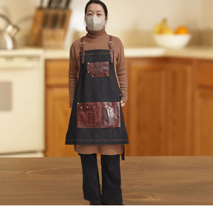 Nouvelle tablier <span class=keywords><strong>de</strong></span> <span class=keywords><strong>cuisine</strong></span> sans manches Niuweili Cowboy pour le nettoyage à domicile, unisexe, pour <span class=keywords><strong>chef</strong></span>, avec broderie et protection contre les taches - Product Image 4