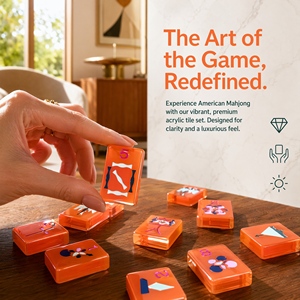 Juego de Mahjong Clásico de Lujo NatuGift, Estilo Costa Oeste de California, con Fichas Acrílicas con Temática de Playa Tropical y Surf, Portátil, para 4 Jugadores, Universal - Product Image 2