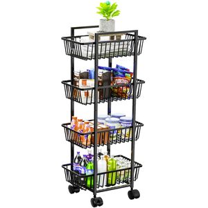 Estante de almacenamiento de frutas y verduras rodante de 4 niveles de nuevo estilo de tendencia Simple, organizador de cocina de alambre de Metal, soportes de almacenamiento de ruedas - Product Image 1