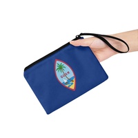 Dompet Koin Kanvas Poliester Warna Campuran Cetak Digital Fashion Bendera Nasional Guam Dompet Uang Receh Mini Portabel dengan Ritsleting