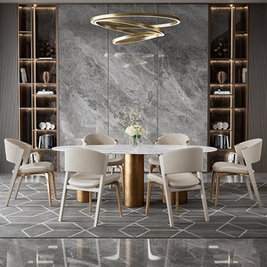 Juego de mesa de comedor de 4 sillas de lujo moderno de acero inoxidable con mechones de cuero en beige y blanco para hoteles, escuelas o parques - Product Image 3