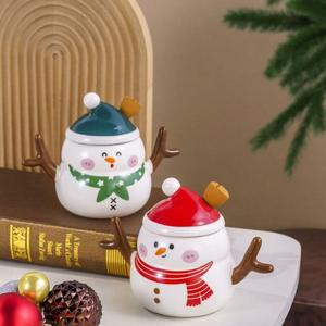 Tasse à café en forme de bonhomme de neige de Noël avec couvercle, tasse à eau créative de grande capacité - Product Image 2