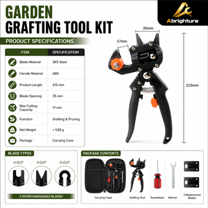 Kit d'outils de greffage professionnel pour jardin avec lames de coupe U V Ω en acier SK5, sécateur de greffage pour arbres fruitiers, étui de transport - Product Image 5