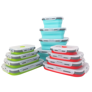 Reusable Food Storage Containers Folding Kids Collapsible Silicone Lunch Boxes