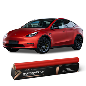 Film de protection de voiture en <span class=keywords><strong>vinyle</strong></span> PVC chromé mat rouge, durable, résistant aux rayures, changeant de couleur, avec canaux d'air, pour extérieur - Product Image 1