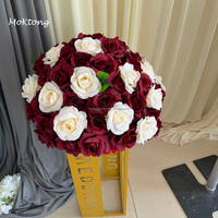 MoKtong – Centre de table floral de luxe bordeaux pour mariage et événements, composition florale de table de mariage